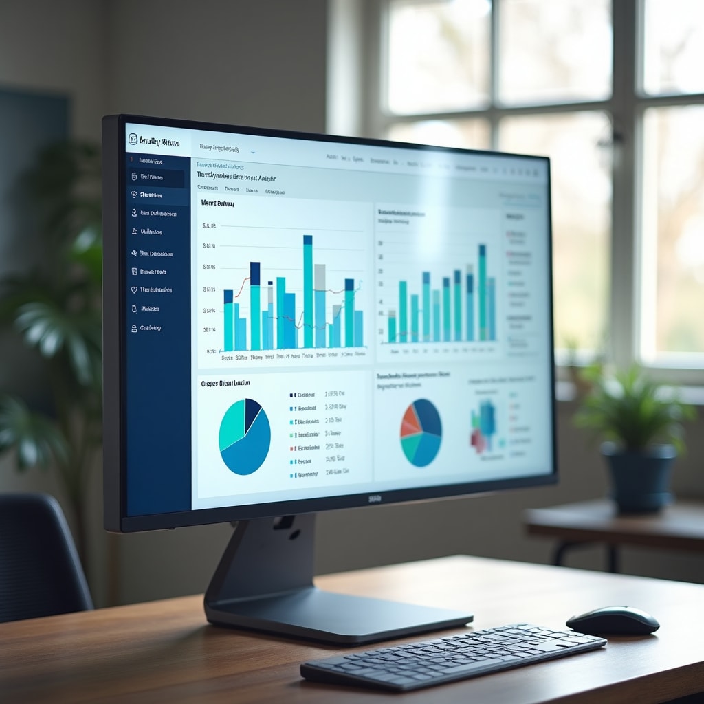 Modern educational analytics dashboard showing student performance metrics and visual data representations